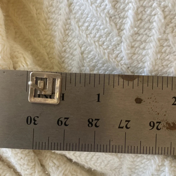 Sterling silver stud post geometric square earrings - Picture 2 of 7